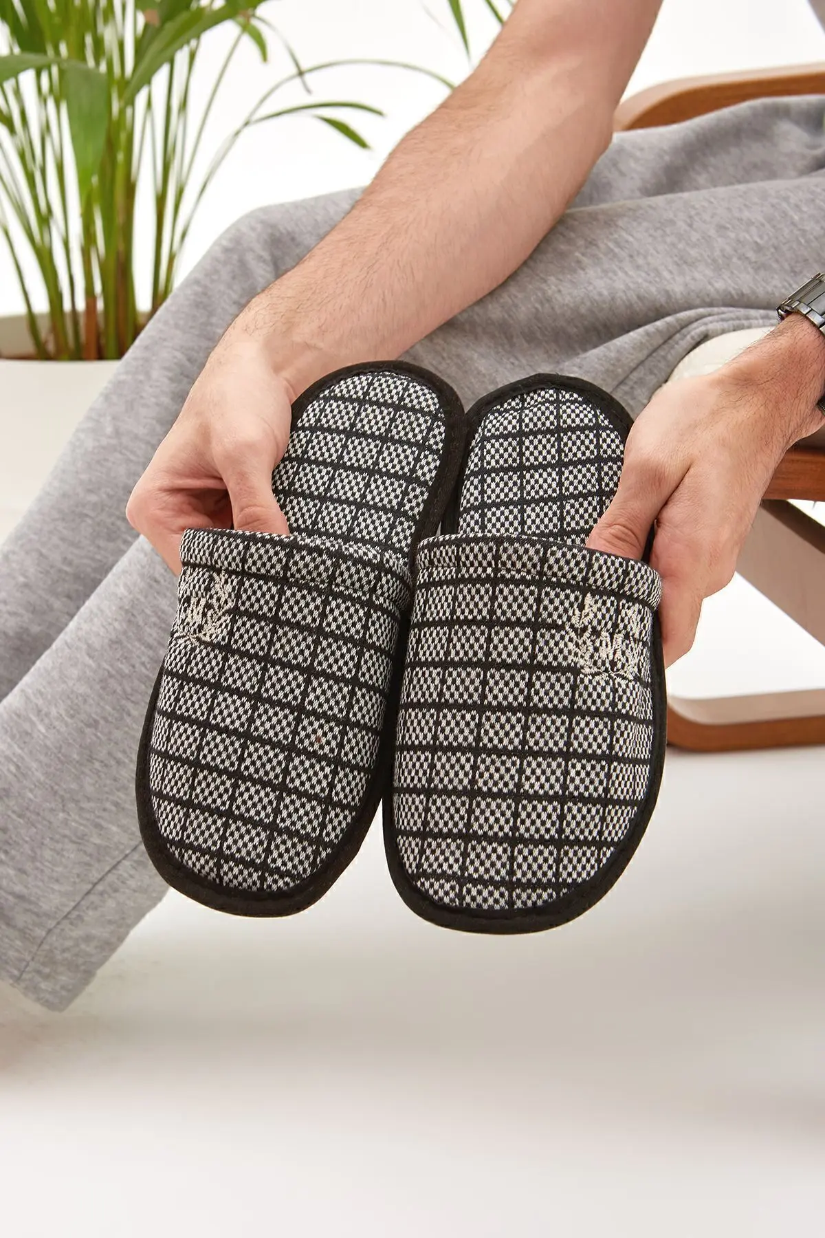 Moda Devrin Gri M Ev Terliği Kışlık Terlik Misafir Terliği MGri
