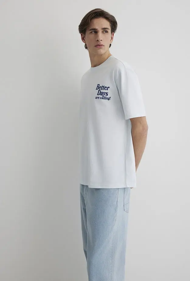 Mavi Mavi Better Days Baskılı Açık Mavi Tişört Loose Fit / Bol Rahat Kesim 0612462-70793 S