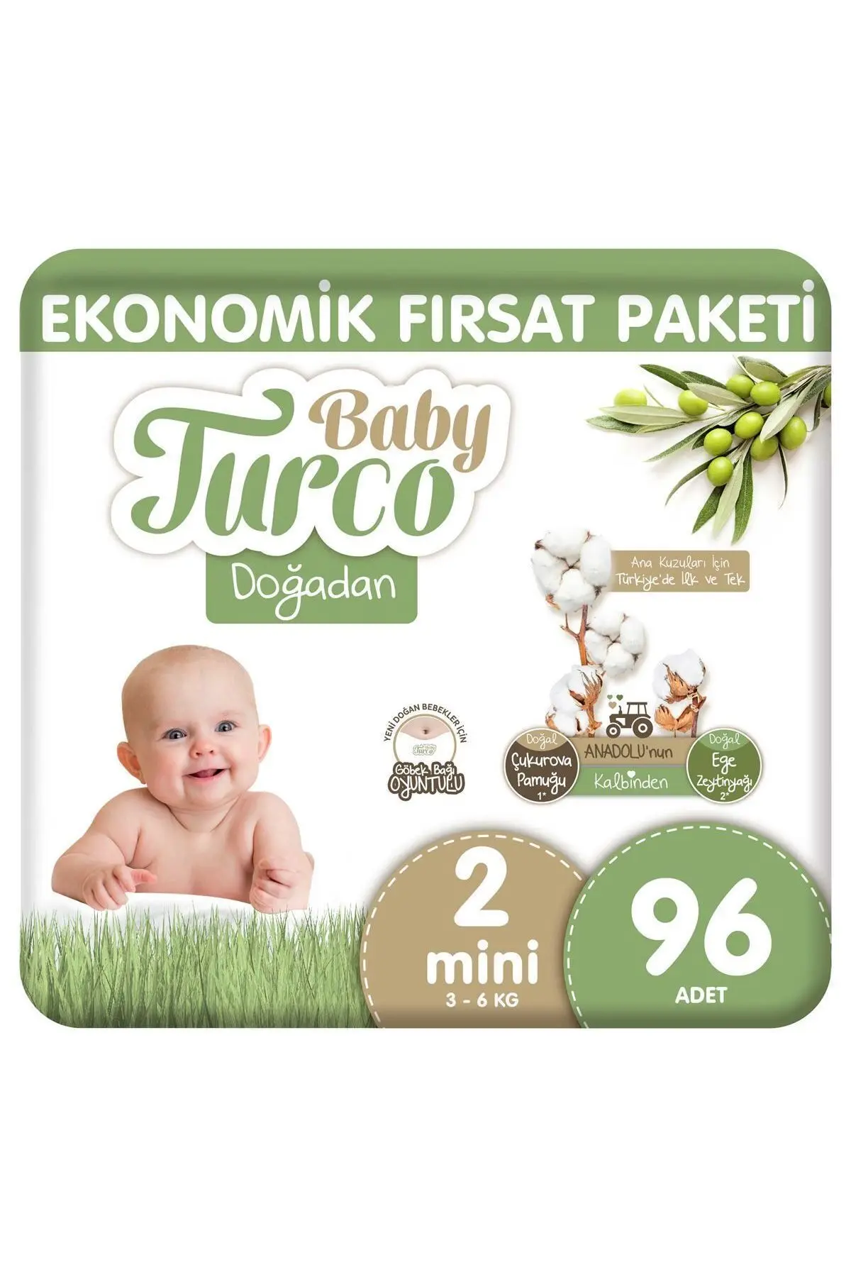 Baby Turco Doğadan Ekonomik Fırsat Paketi Bebek Bezi 2 Numara Mini 96 Adet 2