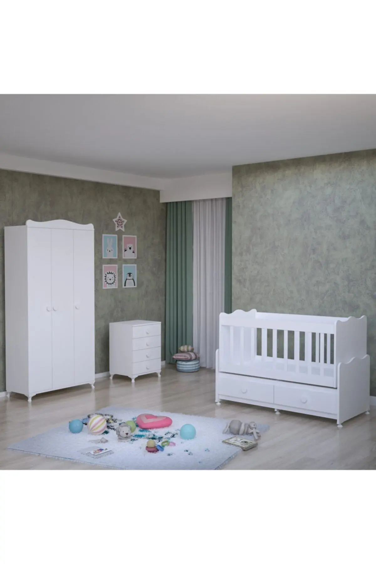 Garaj Home Elegant Yıldız 3 Kapaklı Bebek Odası Takımı