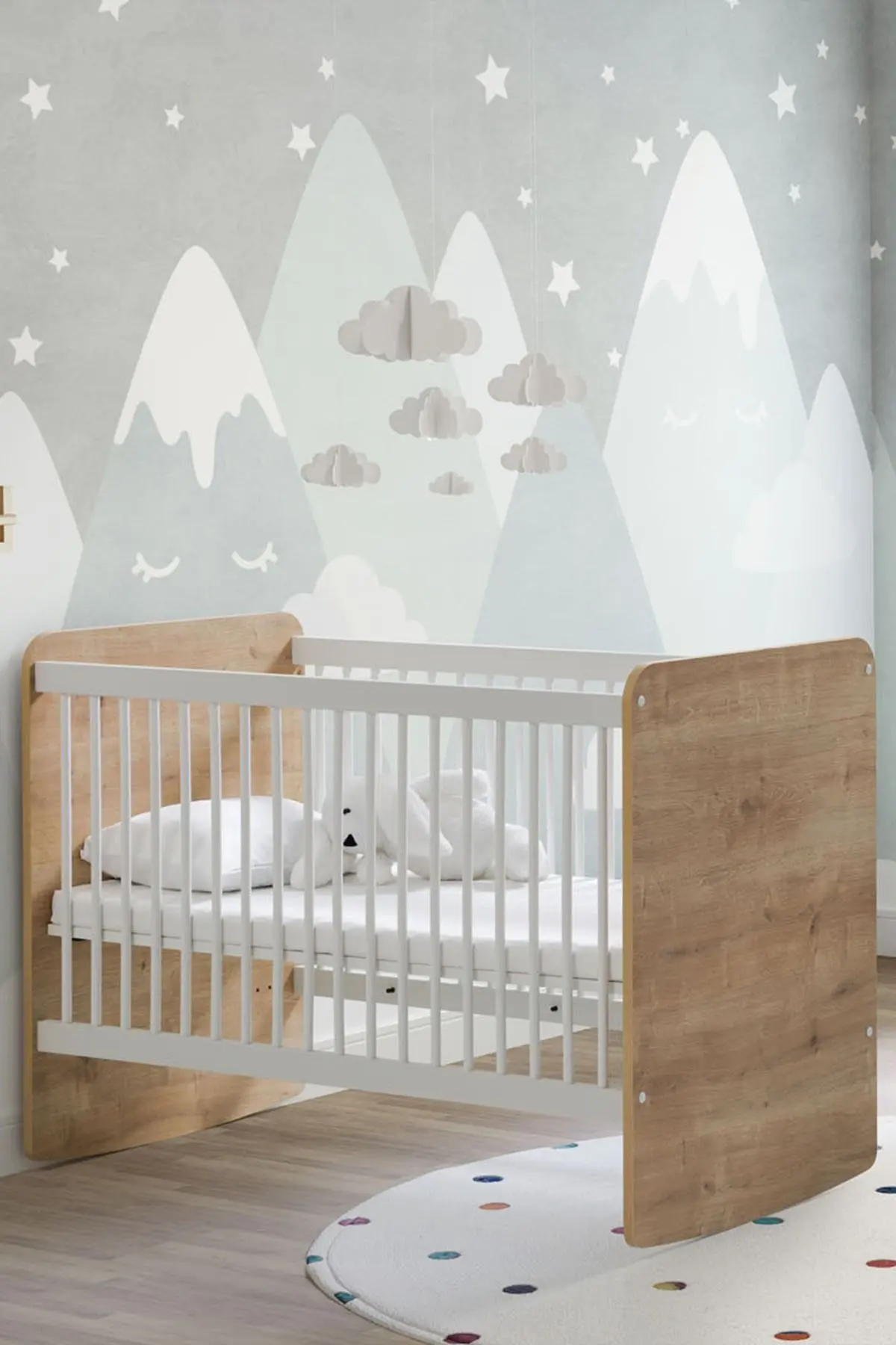 Babywhen Bw1021 - Pratik Kademeli Bebek Beşik 60x120 Ahşap