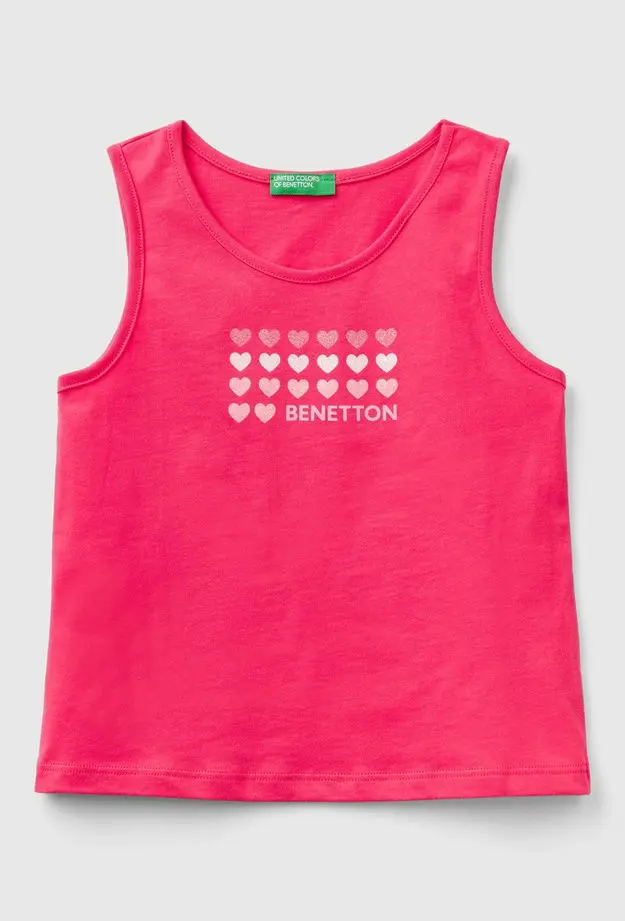 United Colors of Benetton Kız Çocuk Fuşya Simli Logo İşlemeli Atlet 18-24 Ay