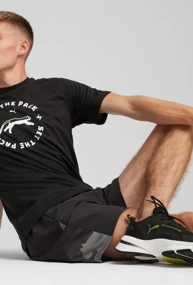 Puma Puma Run Slogan Unisex Siyah T-Shirt