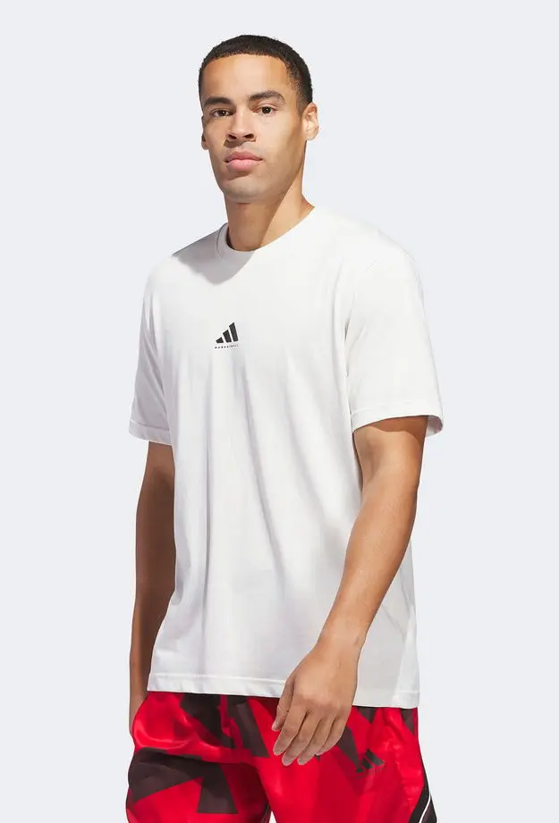 adidas adidas Baskeyball Graphic Erkek Beyaz T-Shirt S