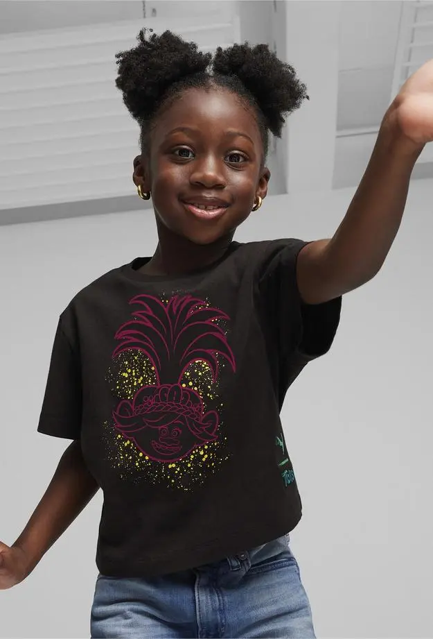 Puma Puma X Trolls Graphic Çocuk Siyah T-Shirt