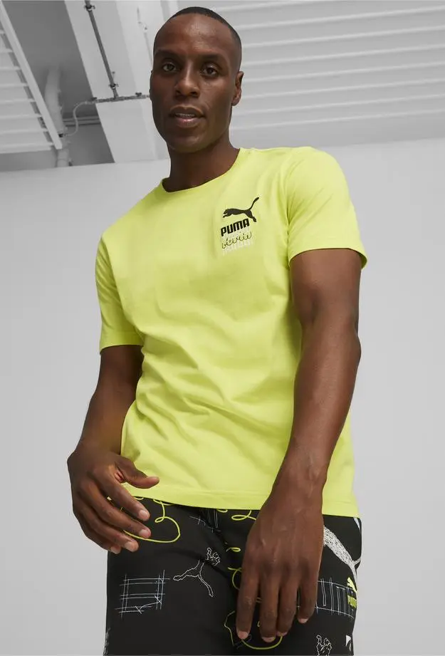 Puma Puma Brand Love Graphic Erkek Sarı T-Shirt S