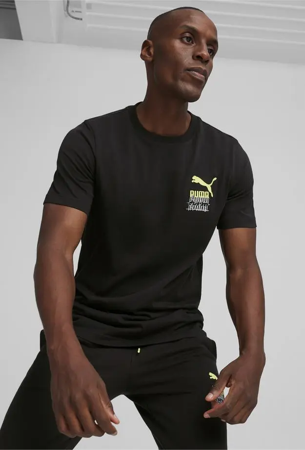 Puma Puma Brand Love Graphic Erkek Siyah T-Shirt S