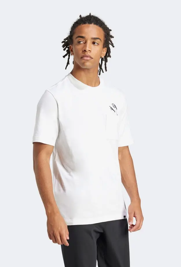 adidas adidas Lounge Slides Graphic Erkek Beyaz T-Shirt S