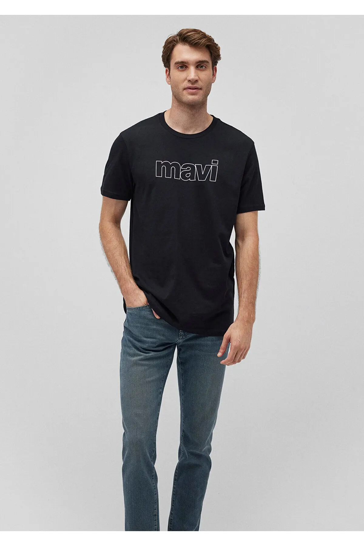 Mavi Logo Baskılı Siyah Tişört Slim Fit / Dar Kesim 065781-900 Siyah-900