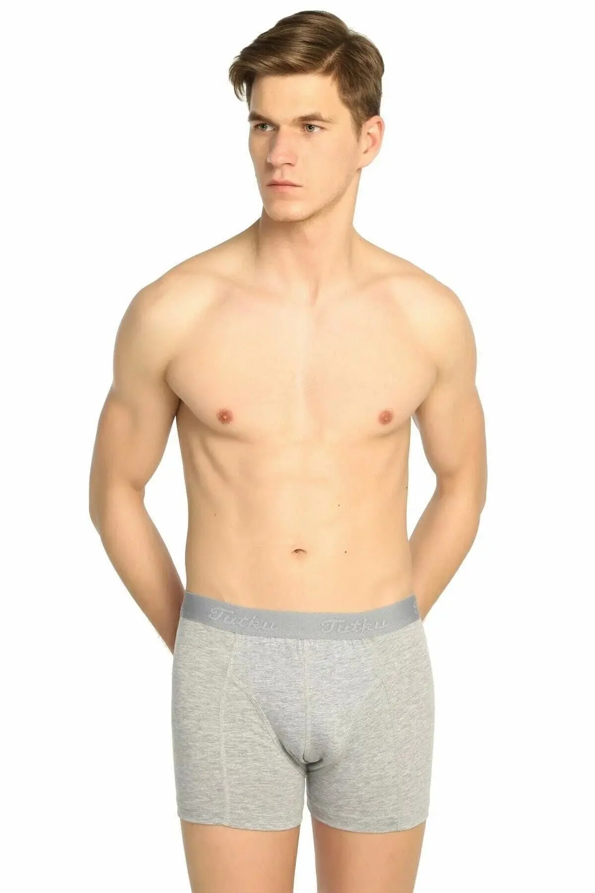 Tutku 1 Adet Erkek Pamuklu Likralı Erkek Boxer // 1 Adet Gri
