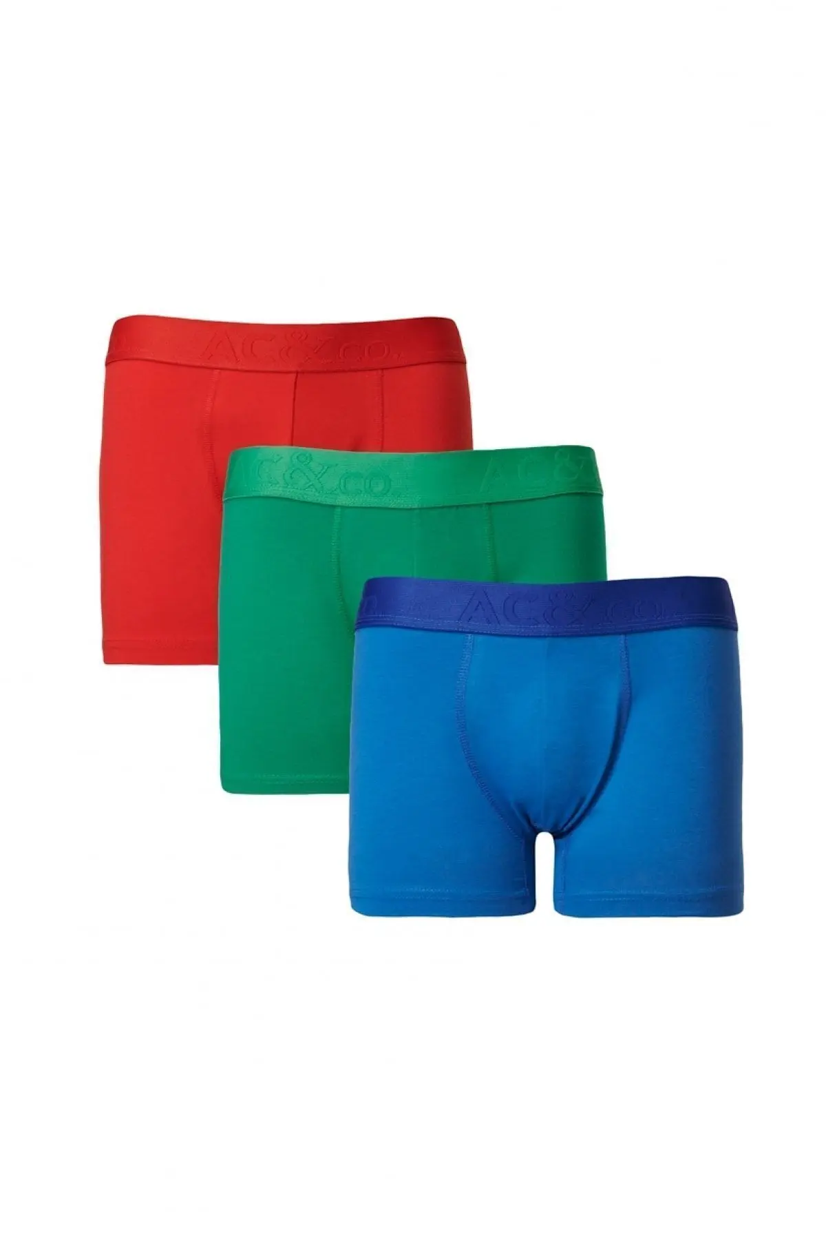 AC&Co / Altınyıldız Classics Erkek Saks-kırmızı 3lü Pamuklu Esnek Boxer Paketi SAKS-KIRMIZI
