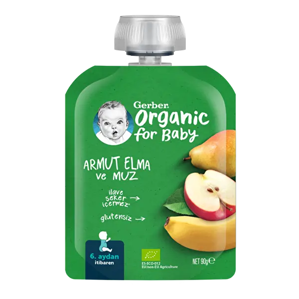 Gerber Organik Muz Elma Armut Püre 90 Gr