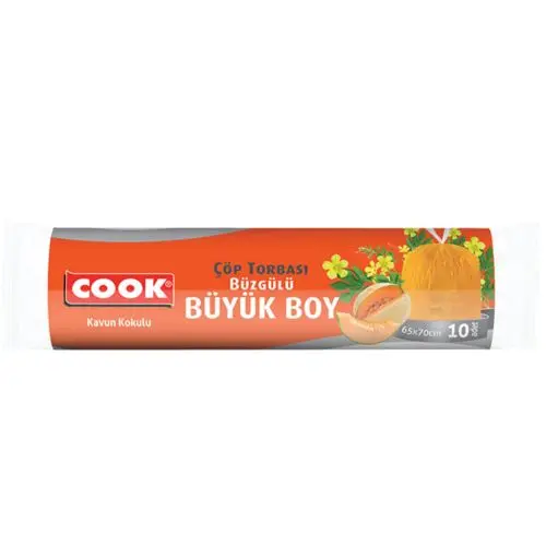 Cook Büzgülü Çöp Torbası Büyük Boy Kavun Kokulu 10 Adet