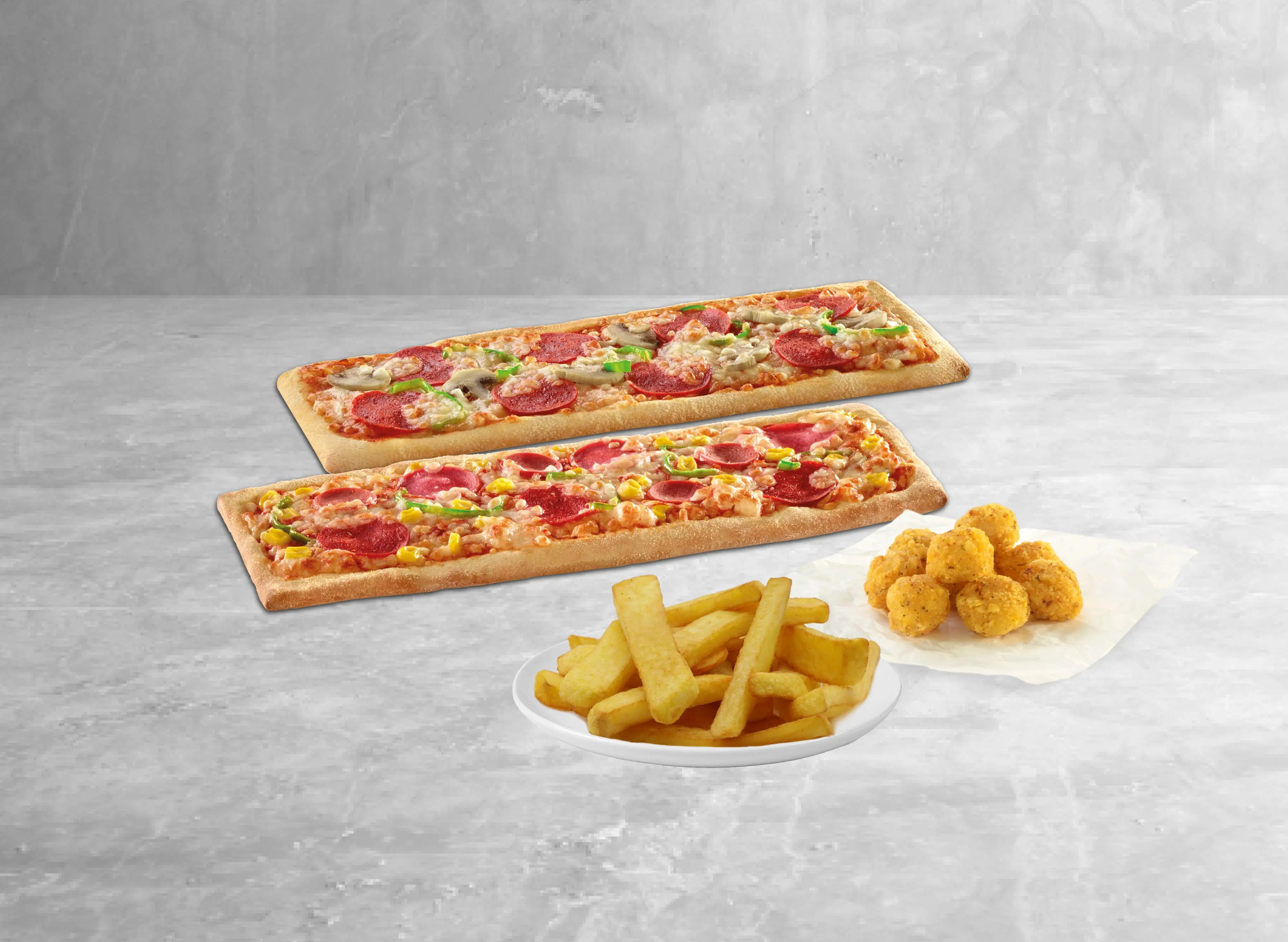 2 Adet Pizzetta + Tavuk + Patates