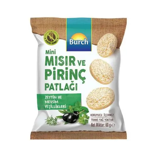 Burch Mısır & Pirinç Patlağı Zeytinli 60 Gr