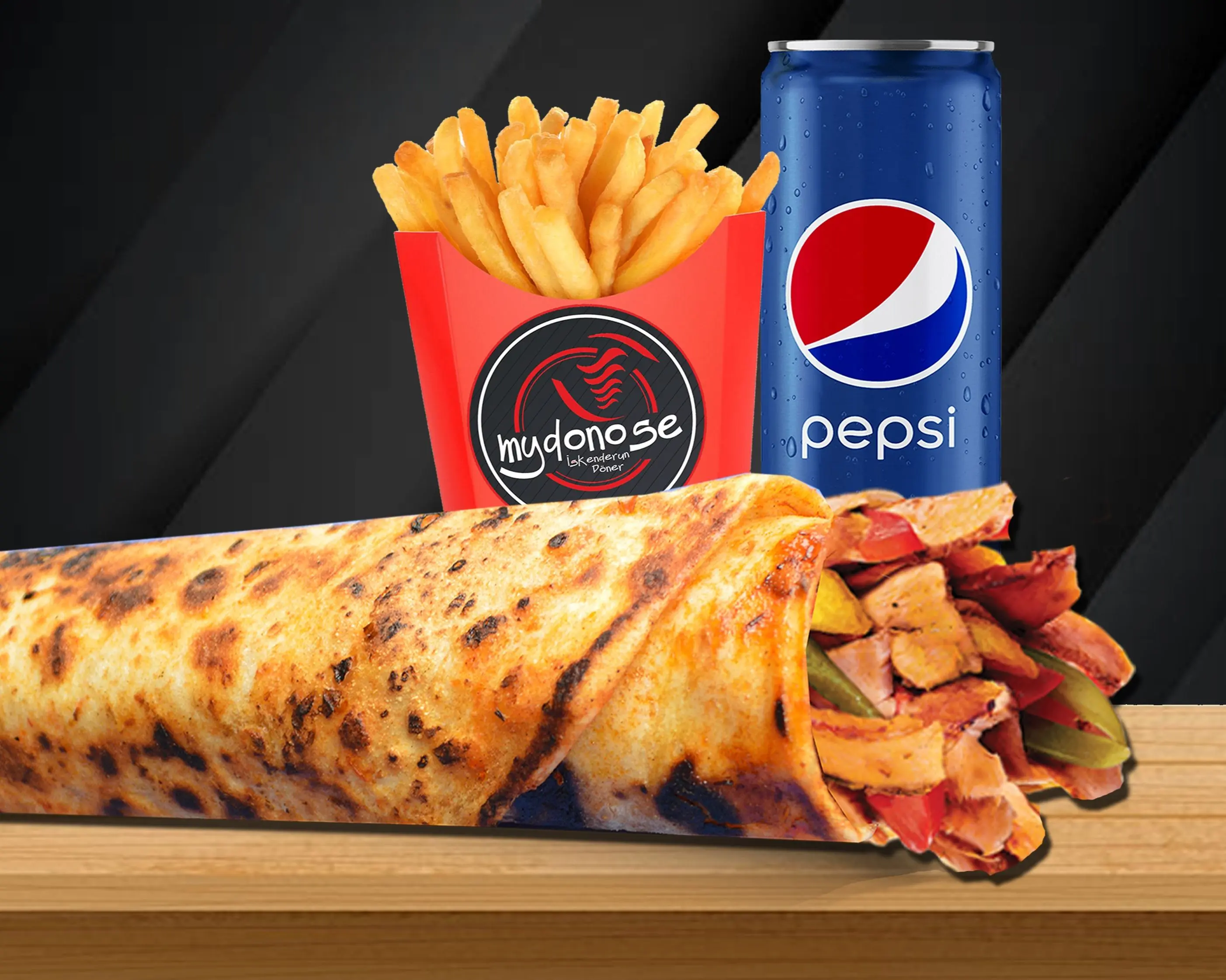 Mega Tavuk Döner (40 cm.) & İçecek Menü