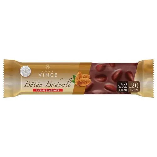 Vince Çikolata Bitter Bütün Bademli 80 Gr