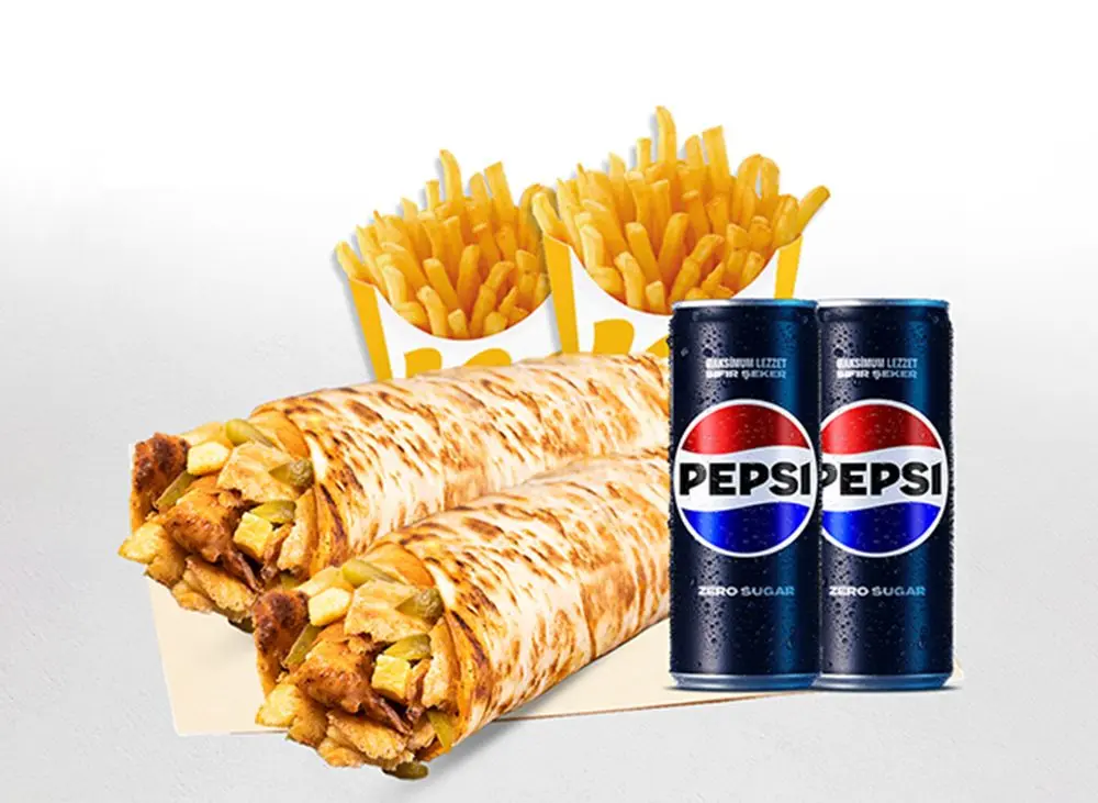 2'li Tavuk Döner Large Dürüm (45 cm.) Menü