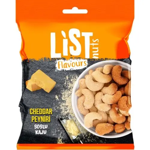 List Flavours Kızartılmış Cheddar Soslu Kaju 100g