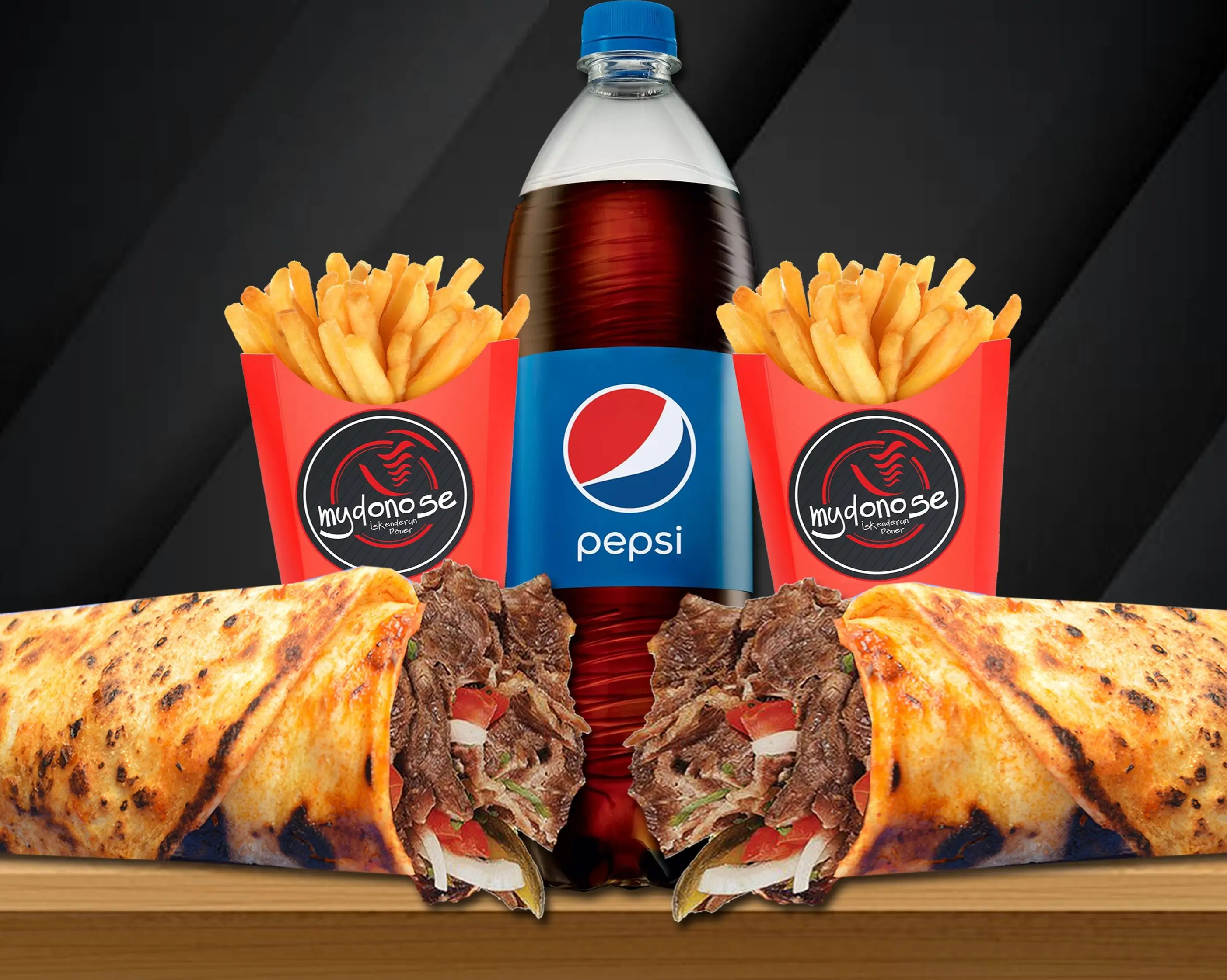 2'li Mega Et Döner Dürüm (40 cm.) Menü