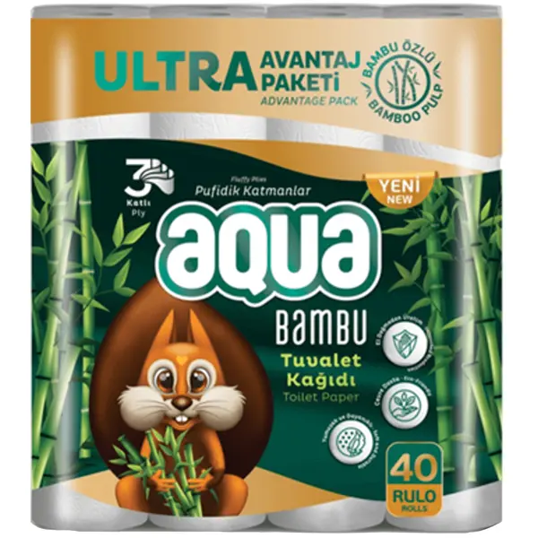 Aqua Tuvalet Kağıdı 3 Katlı Bambu 40 Adet