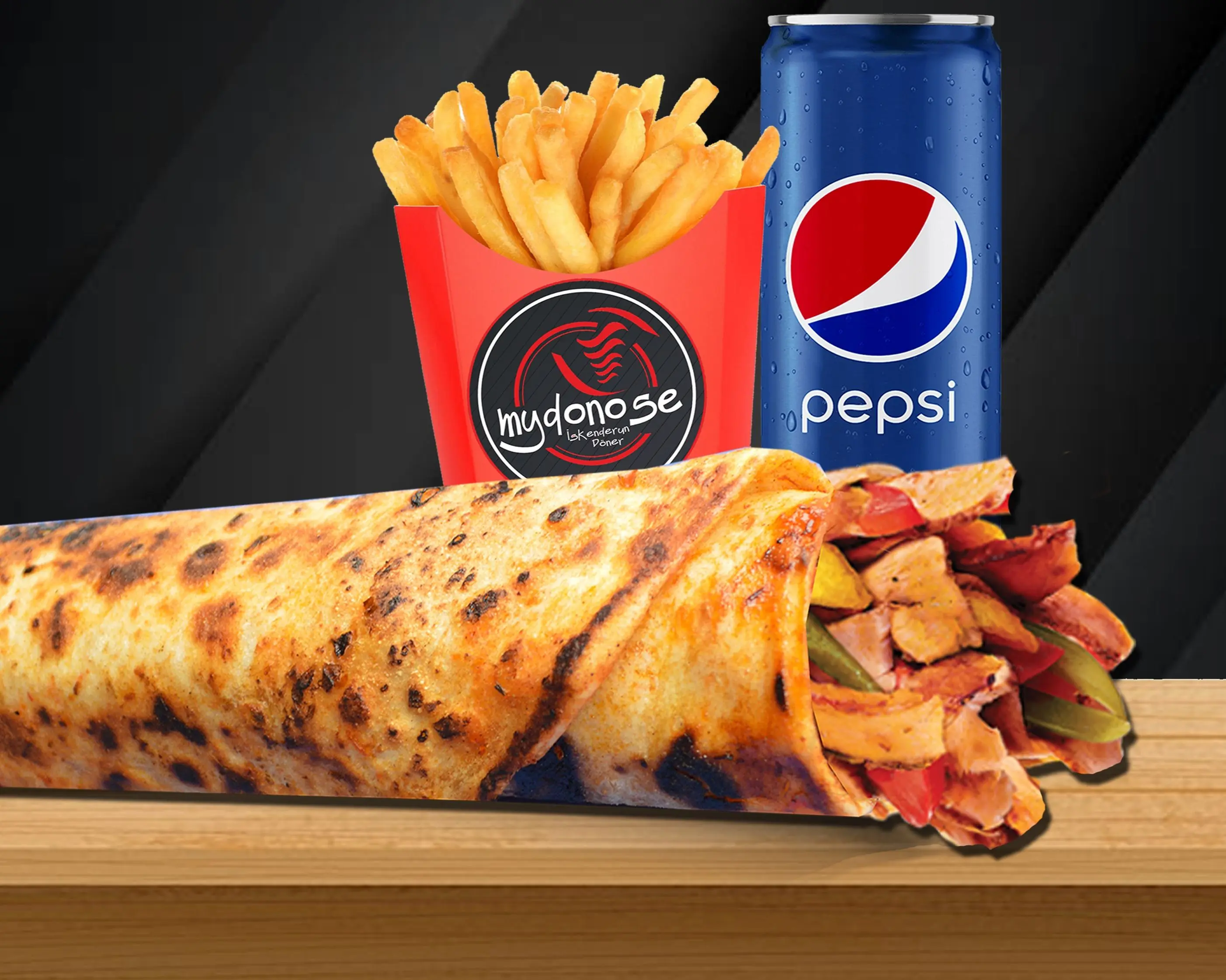 Kaşarlı Mega Tavuk Döner Dürüm Menü