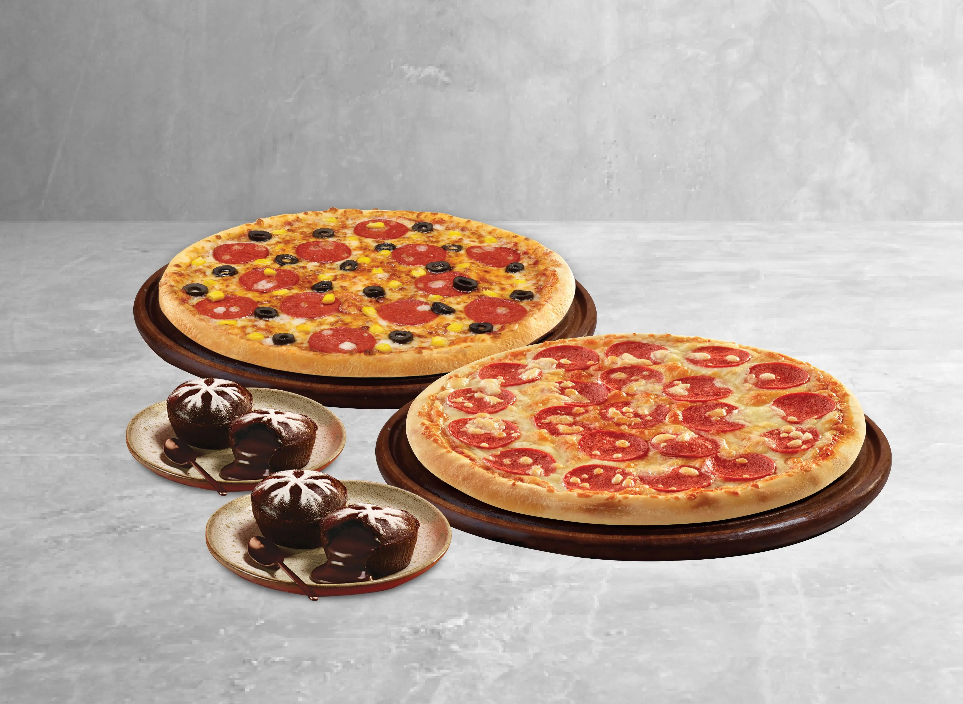 2 Orta Boy Pizza + 2 Çikolatalı Sufle