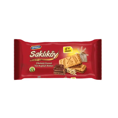Saklıköy Çikolata Kremalı Tam Tahıllı Bisküvi 400 Gr