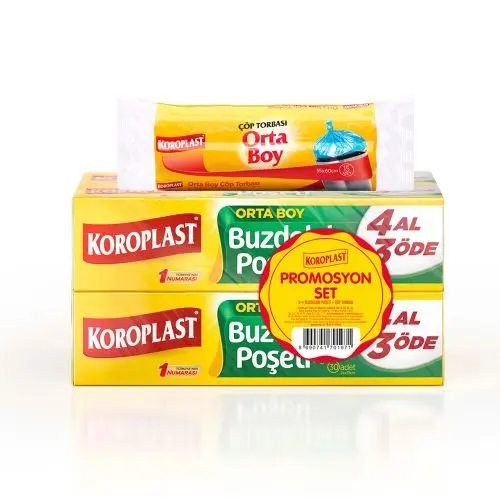 Koroplast 3+1 Buzdolabı Poşeti Orta Boy + Çöp Torbası 15li Set Adet
