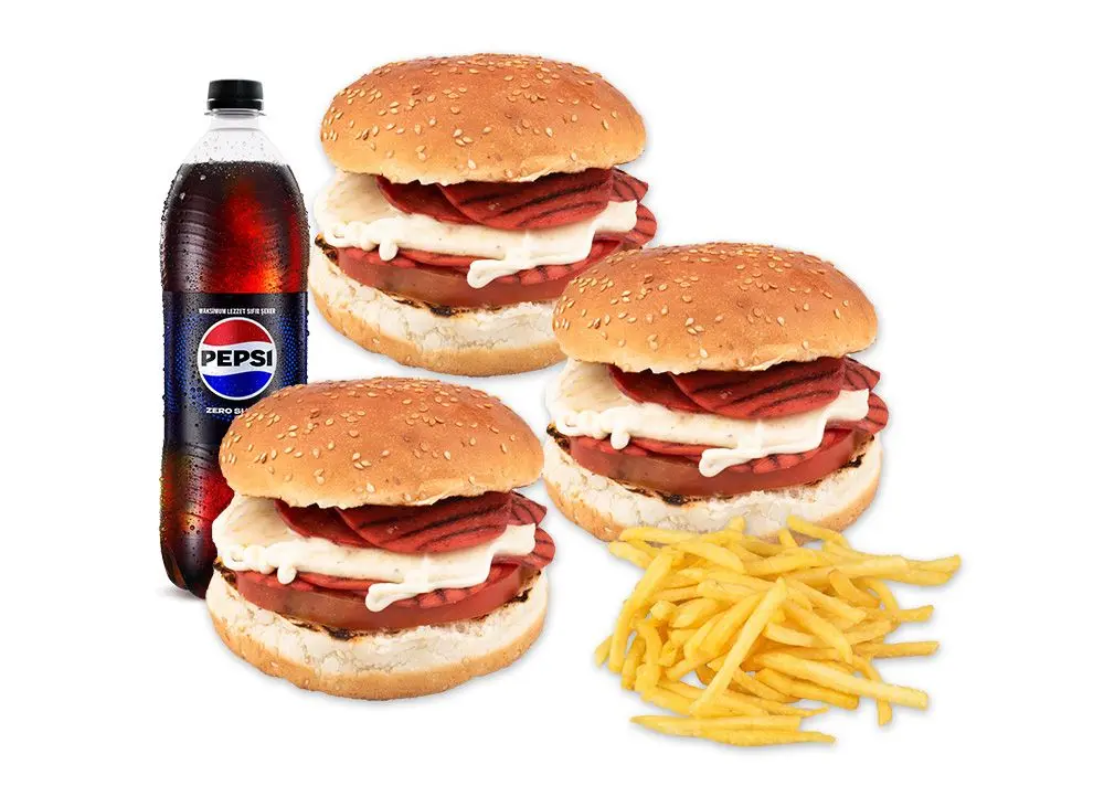 3'lü İso Karşıyaka Burger Menü