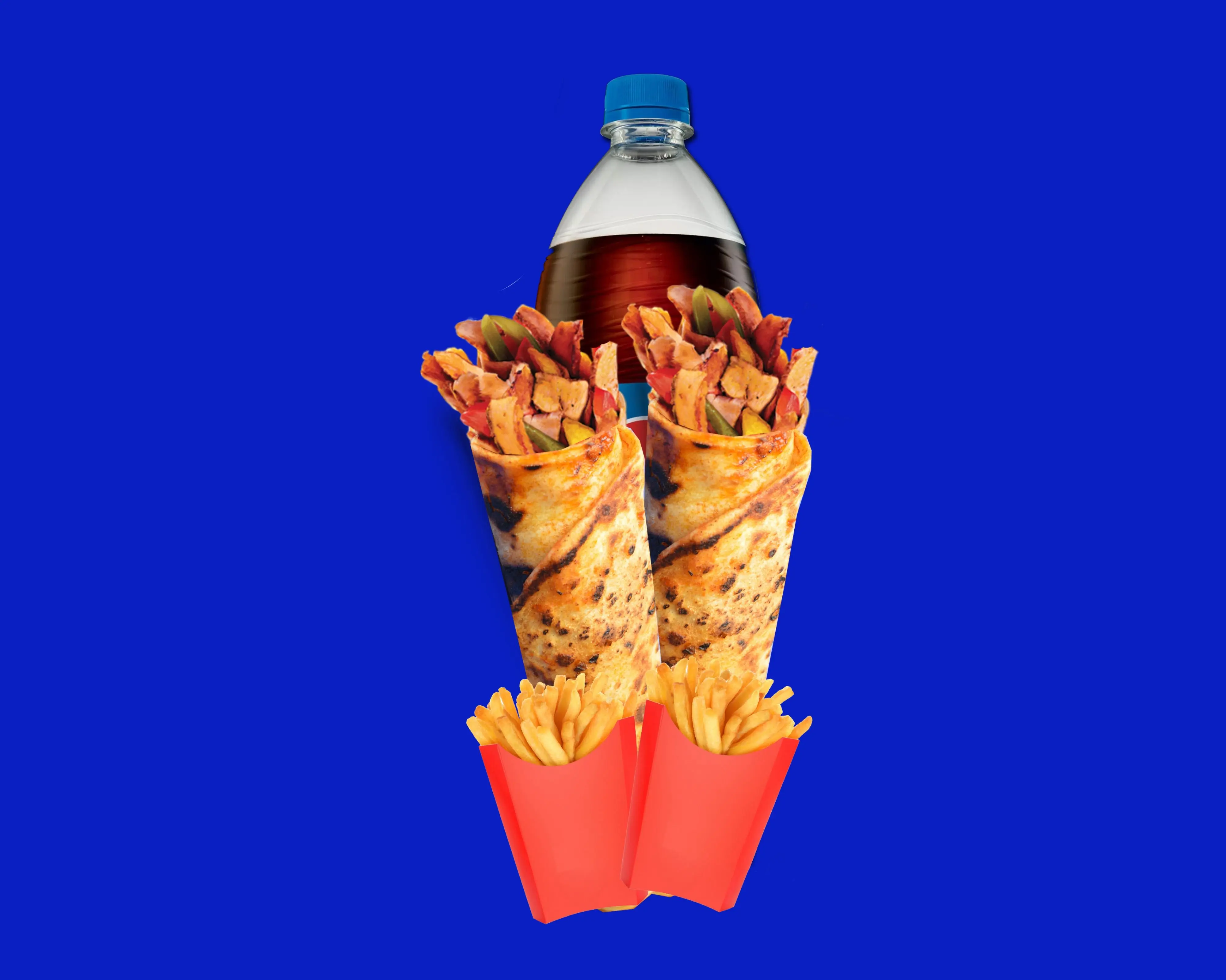 2'li Mega Tavuk Döner Dürüm (40 cm.) & Litrelik İçecek Menü