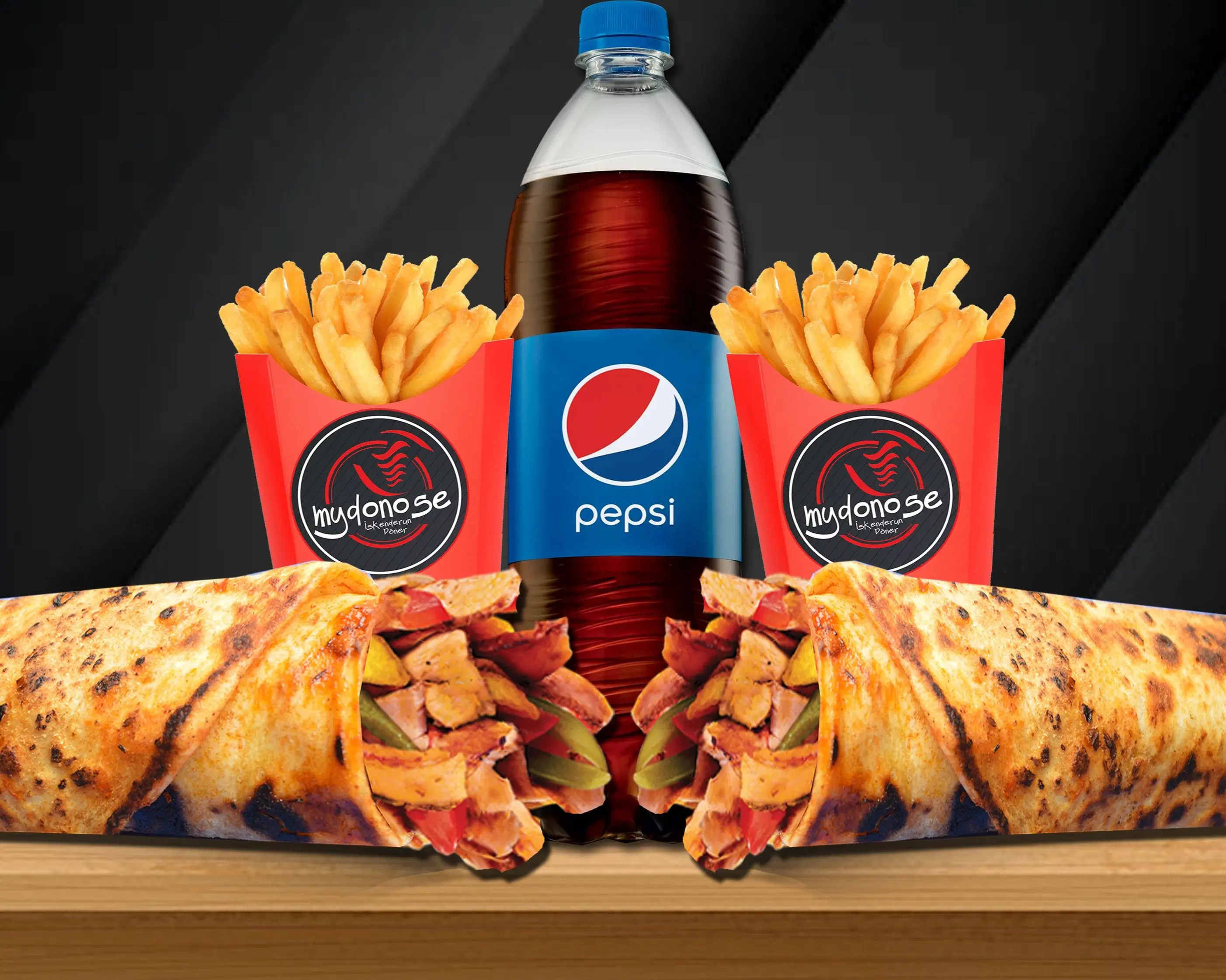 2'li Mega Tavuk Döner Dürüm (40 cm.) Menü