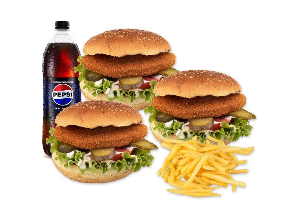 3'lü İso Tavuk Burger Menü