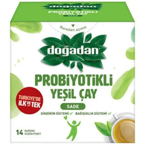 Doğadan Probiyotikli Yeşil Çay Sade 14 Adet 23.8 Gr