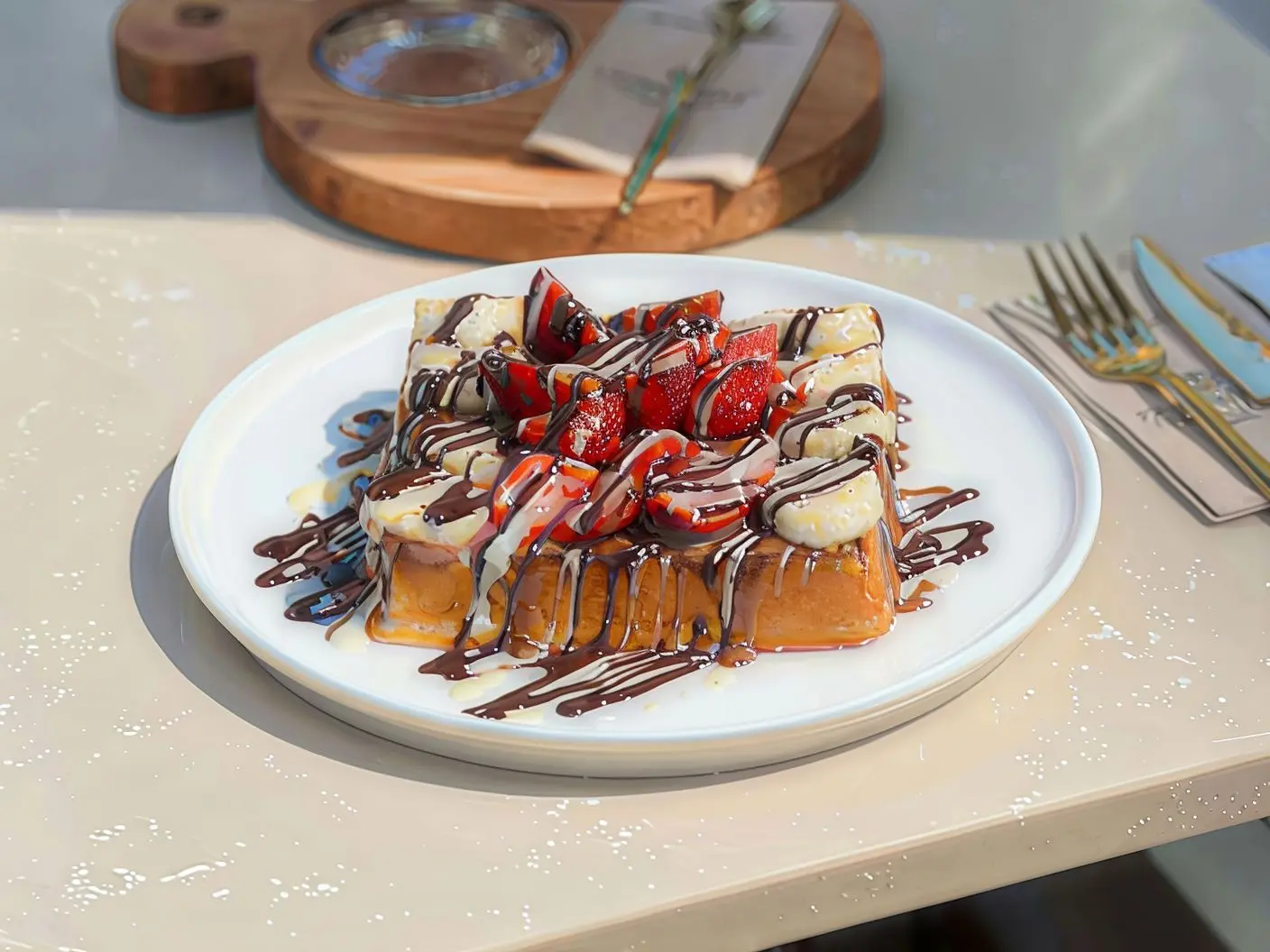 Meyveli Çikolatalı Waffle