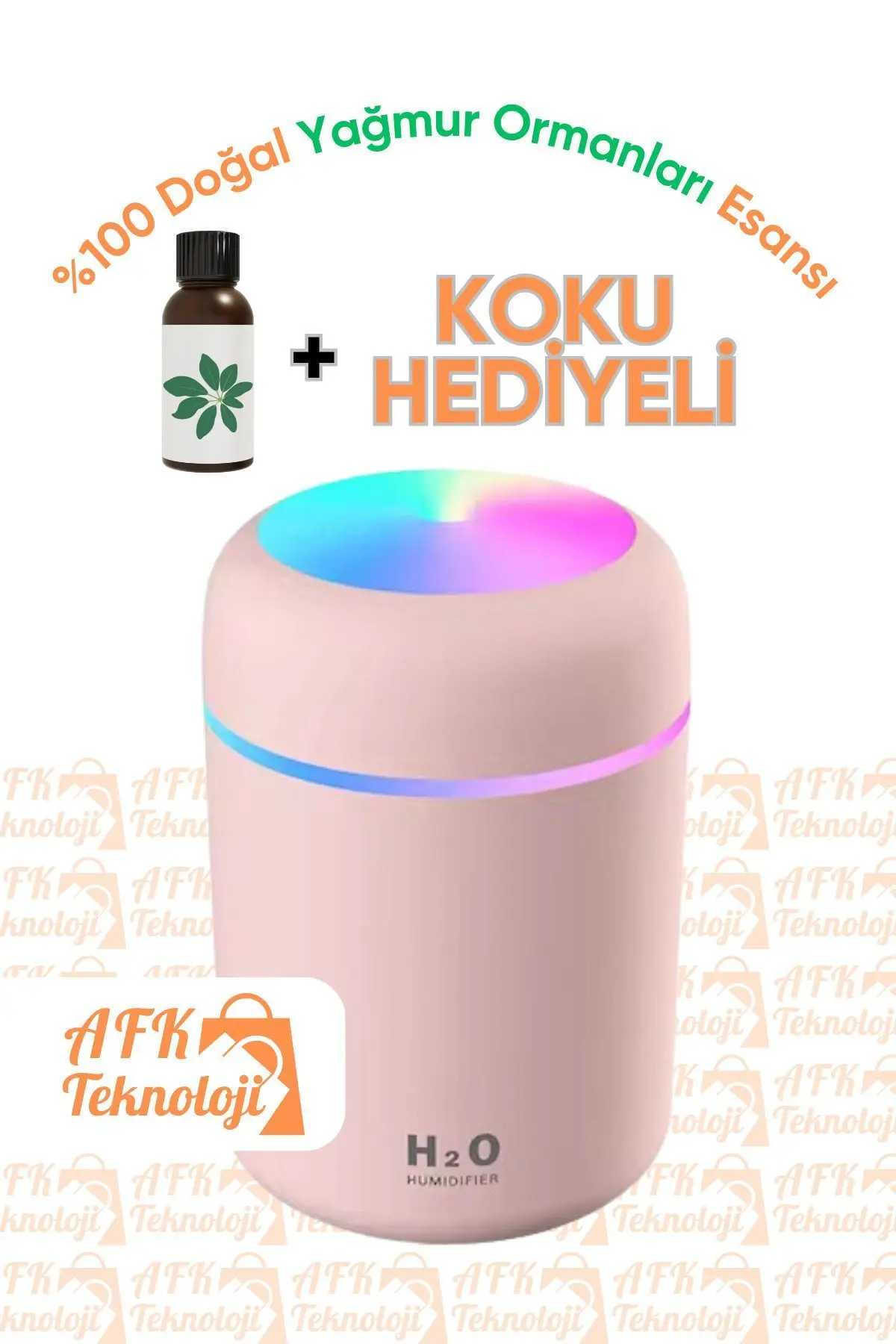 AFKTECH 300ml Hava Nemlendirici Buhar Makinesi - Yağmur Ormanları Esansı Hediyeli