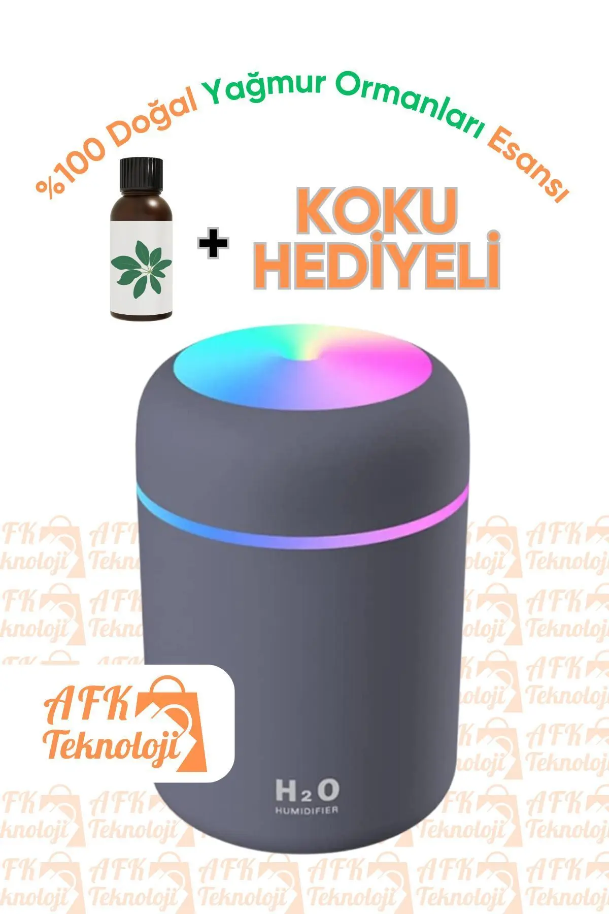 AFKTECH 300ml Hava Nemlendirici Buhar Makinesi - Yağmur Ormanları Esansı