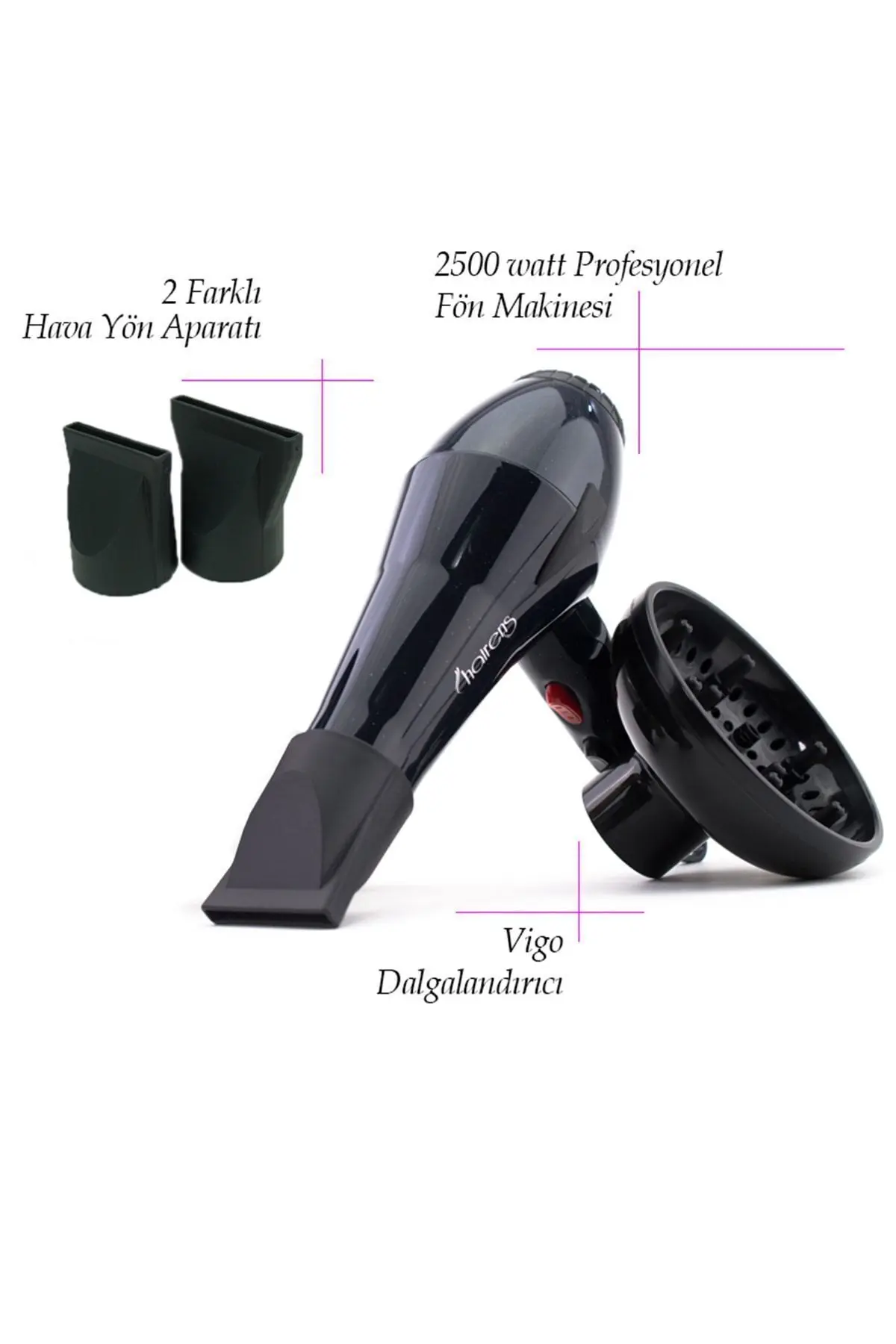2500 W Turbo 3555 Profesyonel Kuaför Fön Makinesi