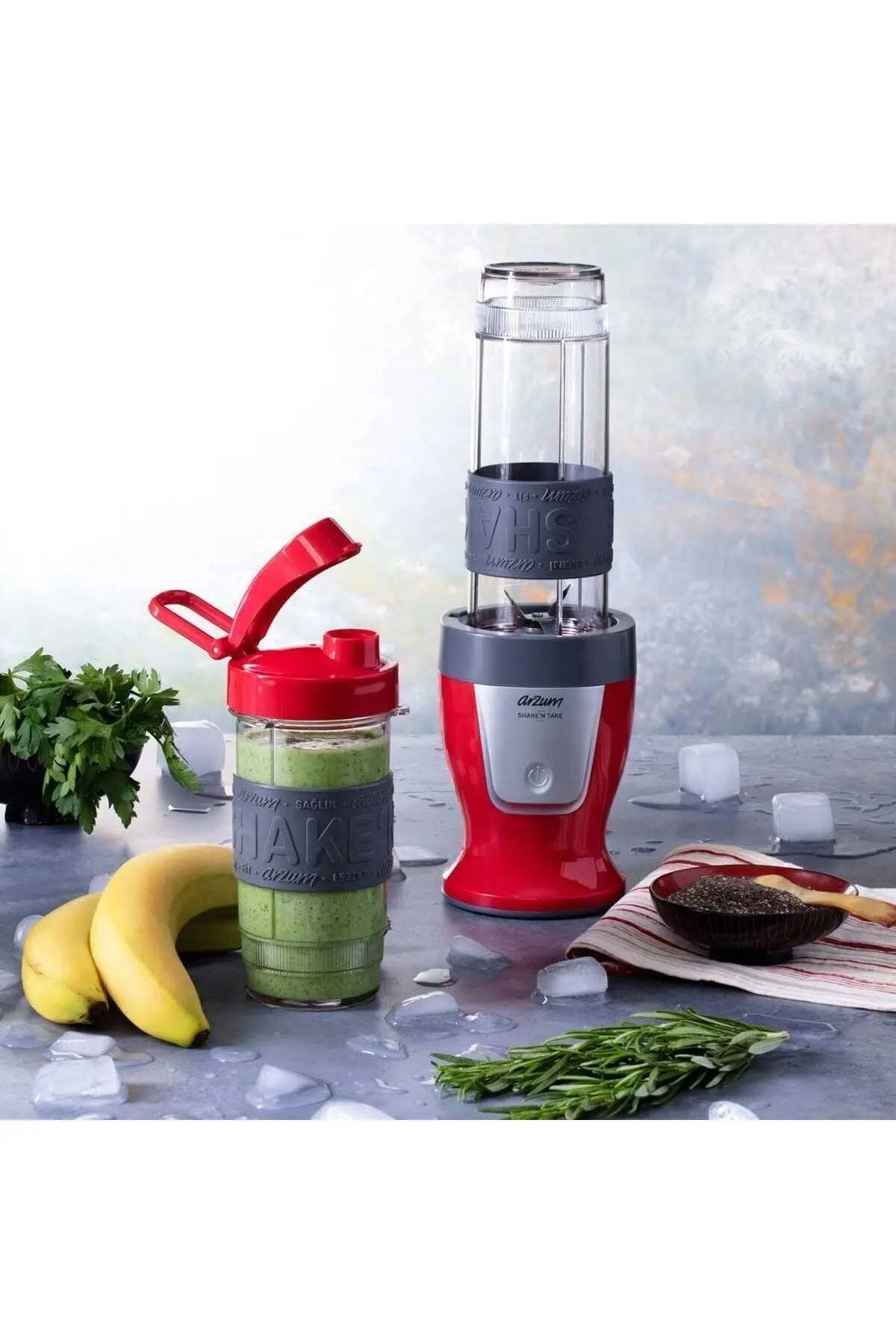 AR1032 Shake'n Take Kişisel Smoothie Blender, Kırmızı (300 W, 2 Adet Şişe)