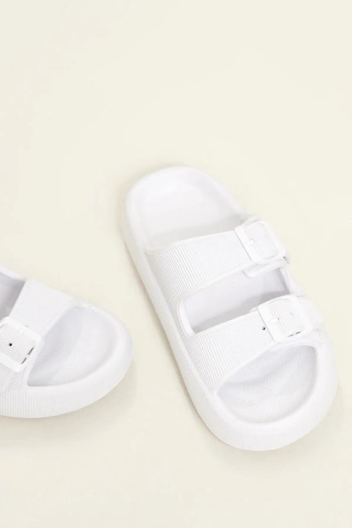 Lily Beyaz Çift Bant Eva Platfrom Günlük Yazlık Plaj Terliği