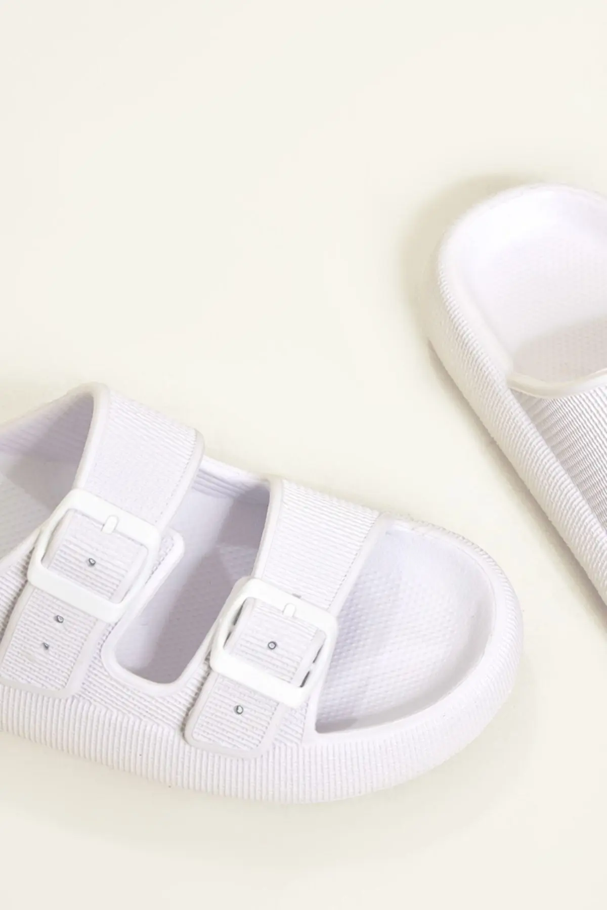 Lily Beyaz Çift Bant Eva Platfrom Günlük Yazlık Plaj Terliği