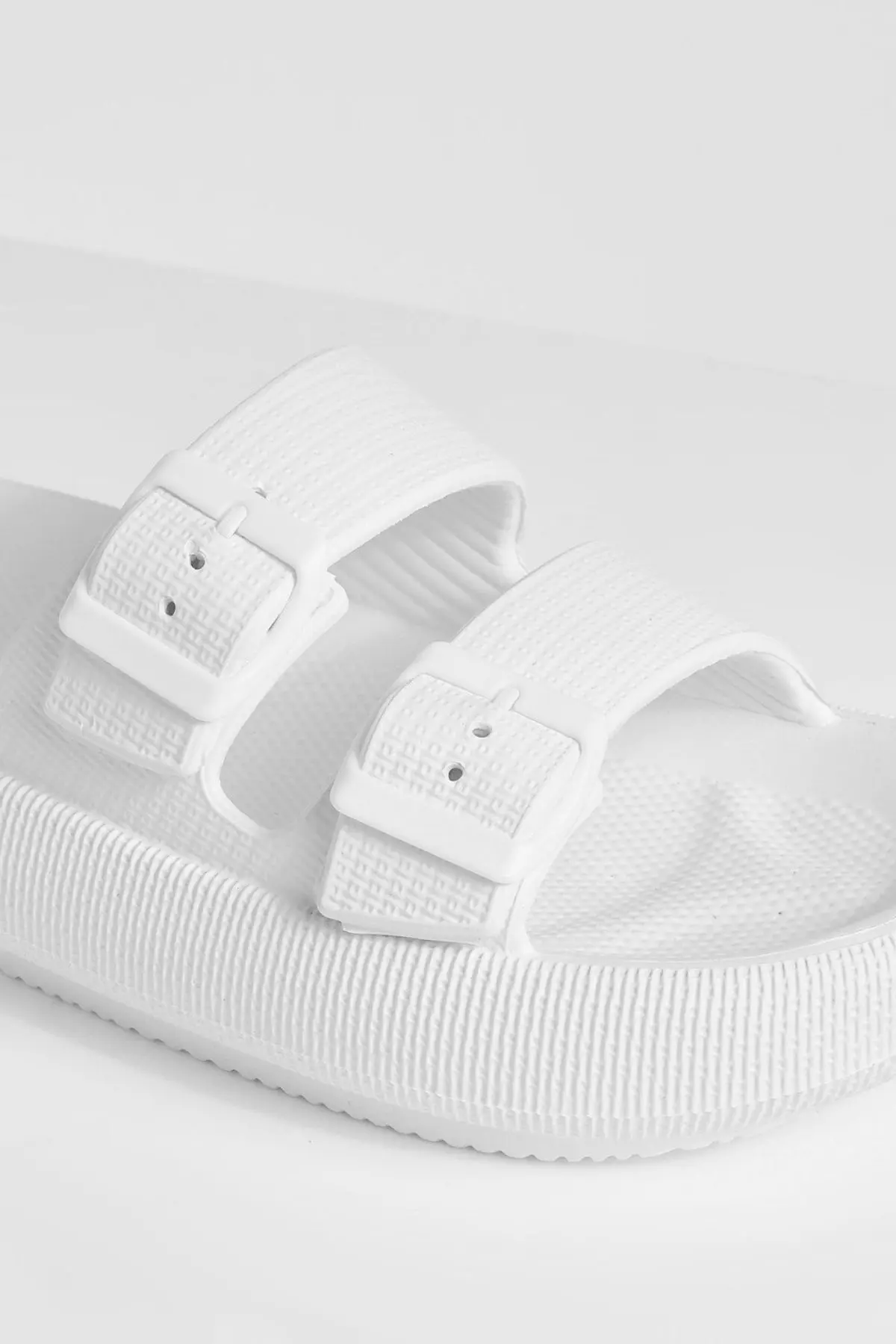 Lily Beyaz Çift Bant Eva Platfrom Günlük Yazlık Plaj Terliği