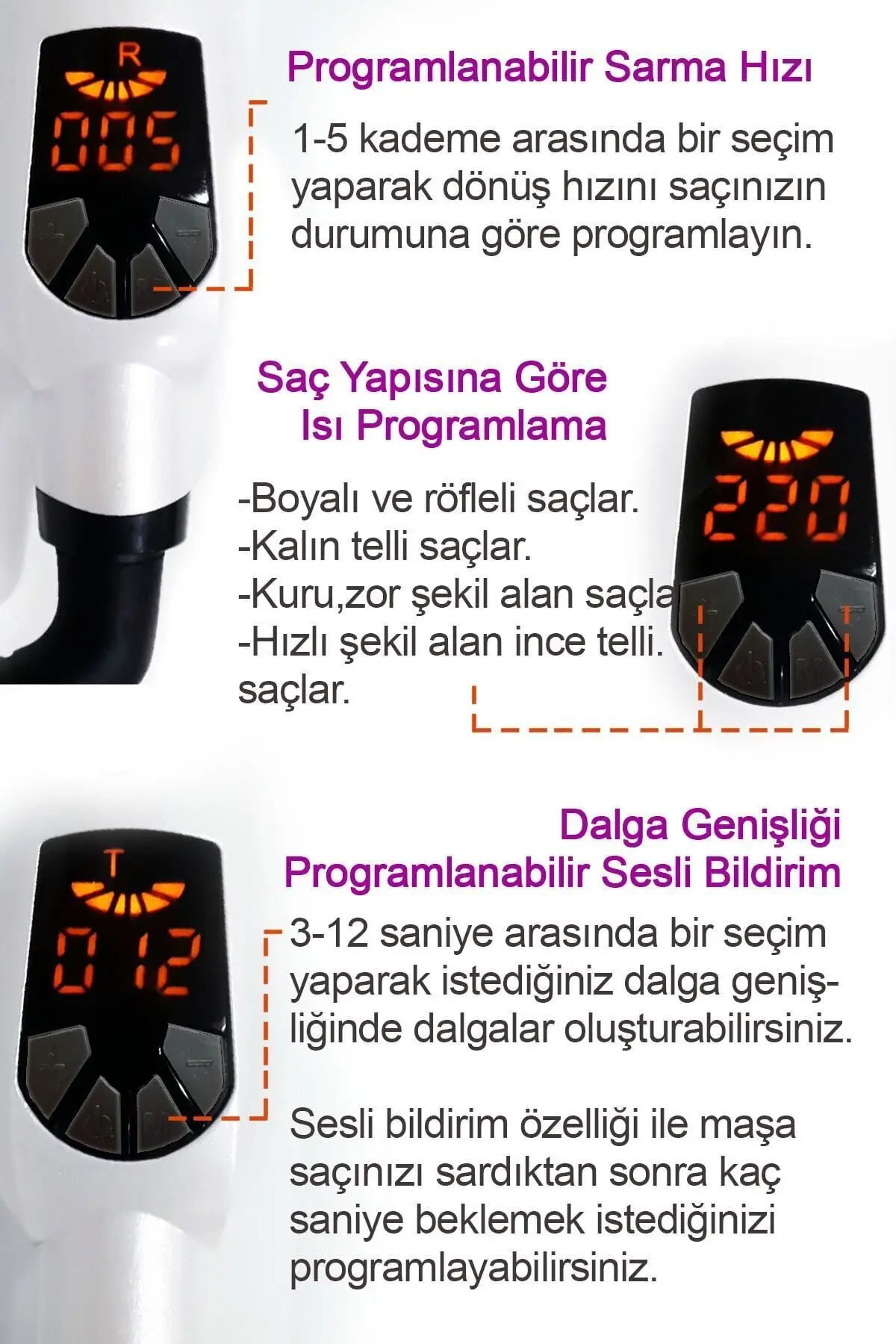 Hrs-320 Otomatik Saç Maşası - Kalın Su Dalgası 25mm