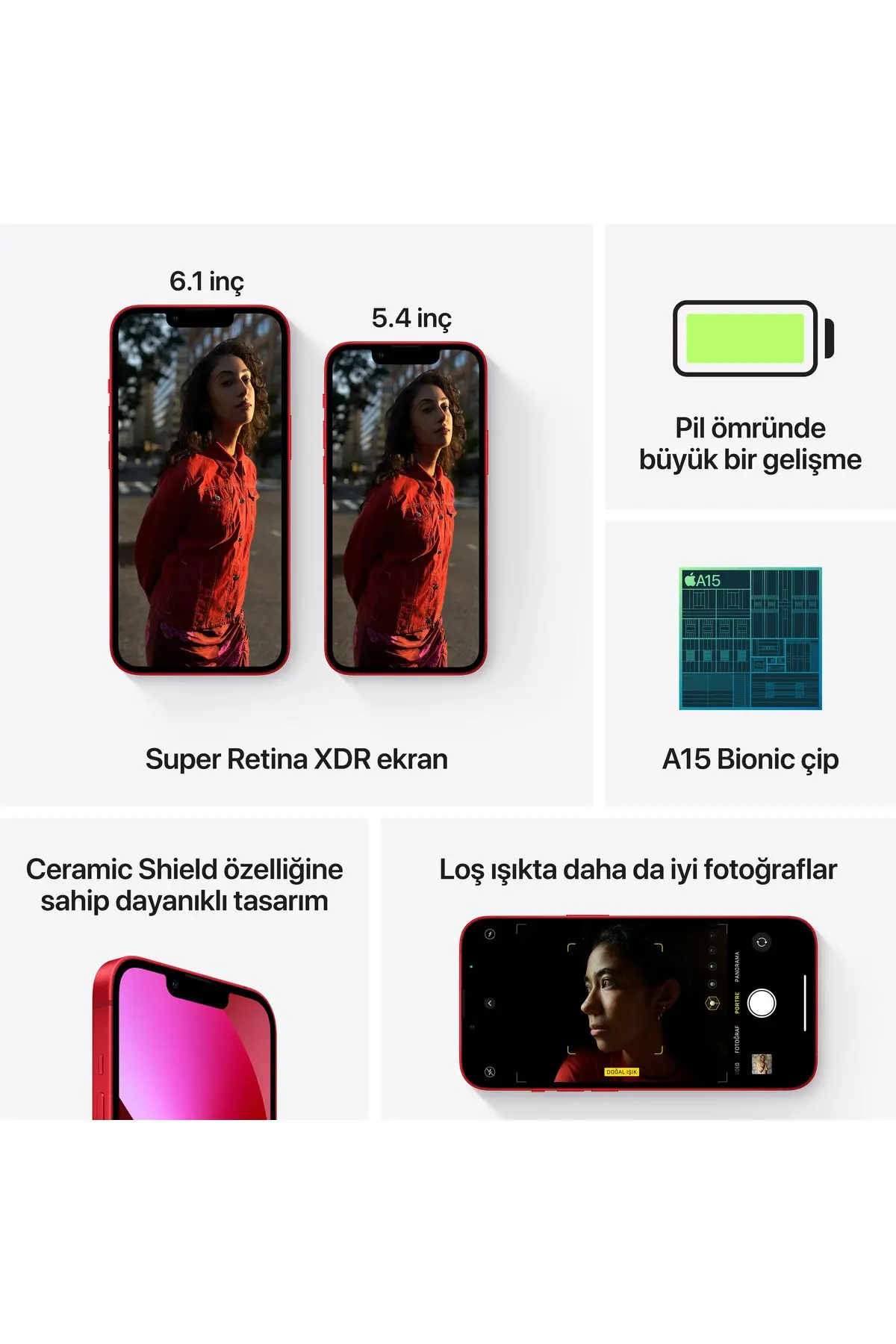iPhone 13 256 GB Kırmızı Cep Telefonu (Apple Türkiye Garantili)