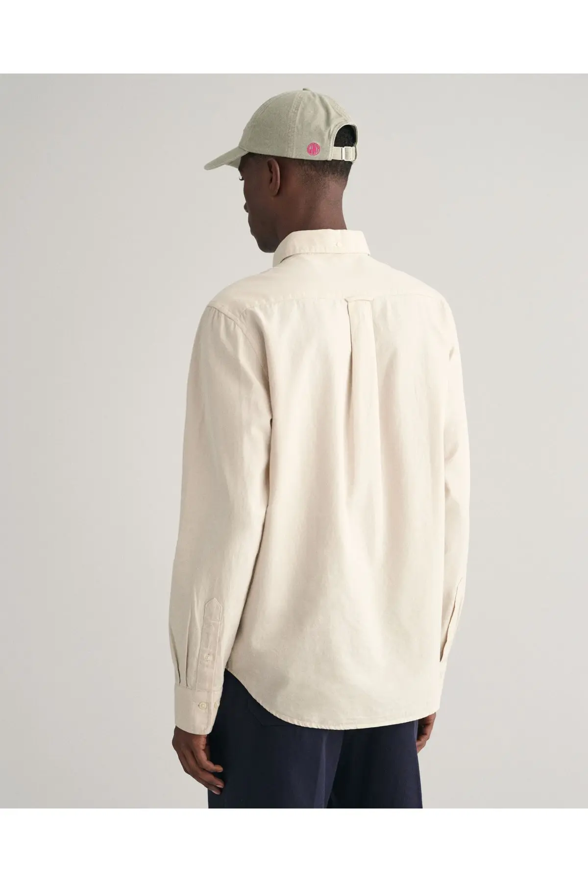 Erkek Bej Regular Fit Düğmeli Yaka Oxford Gömlek