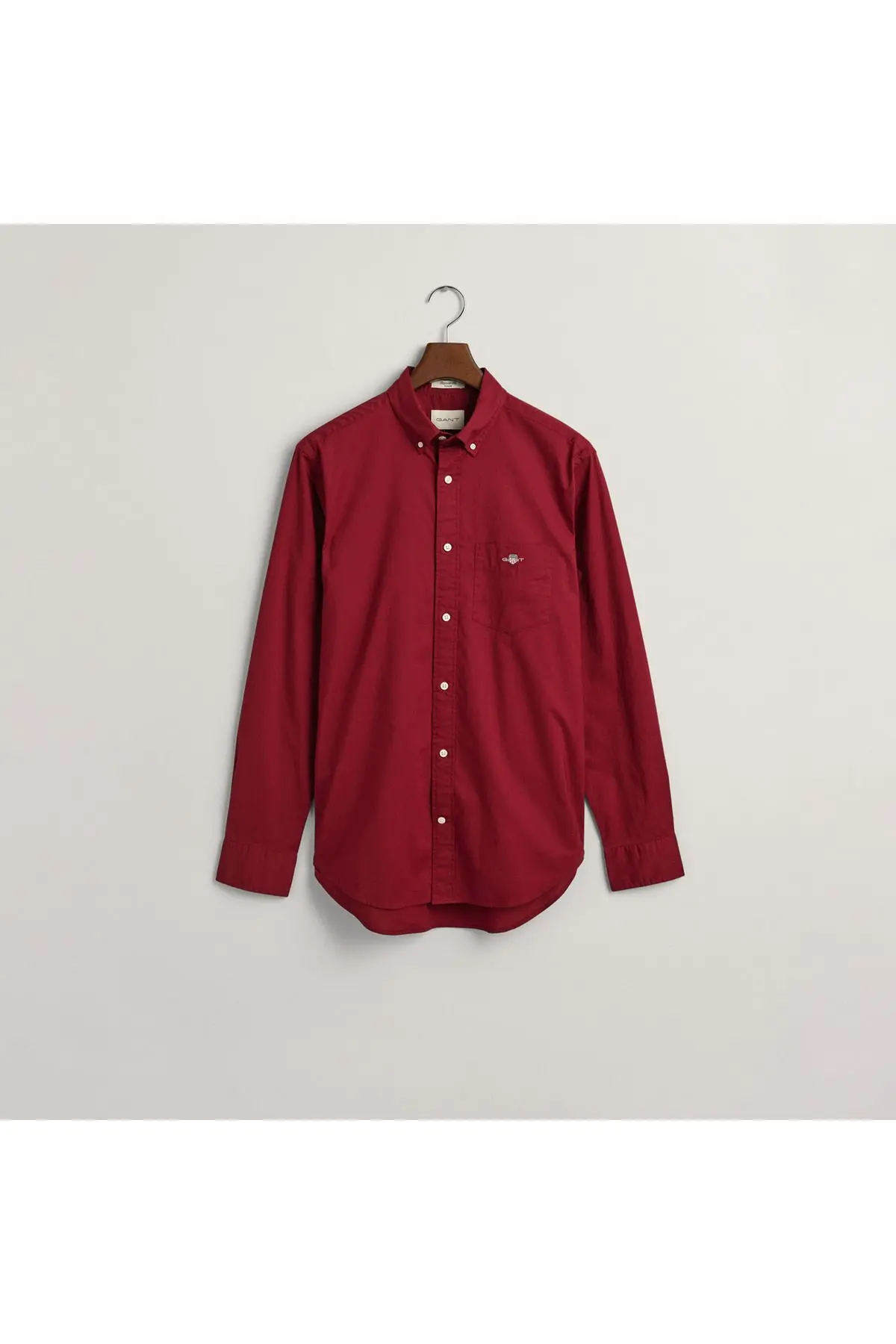 Erkek Bordo Regular Fit Düğmeli Yaka Gömlek