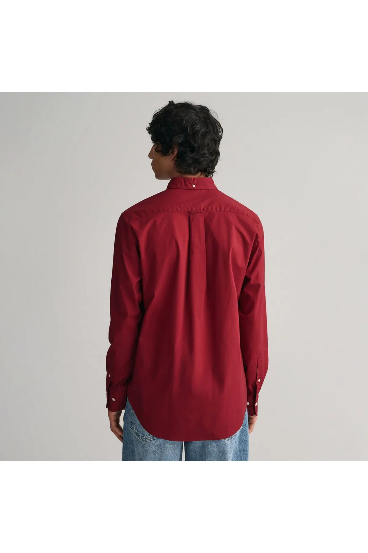 Erkek Bordo Regular Fit Düğmeli Yaka Gömlek