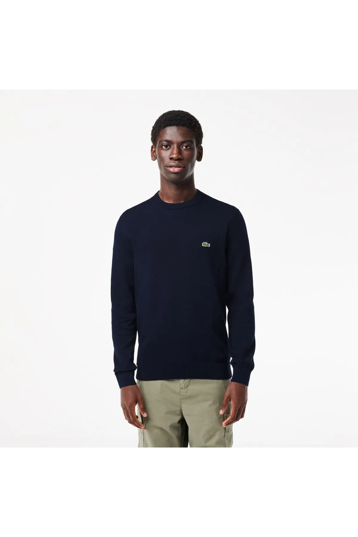 Lacoste Erkek Regular Fit Uzun Kollu Bisiklet Yaka Lacivert Triko