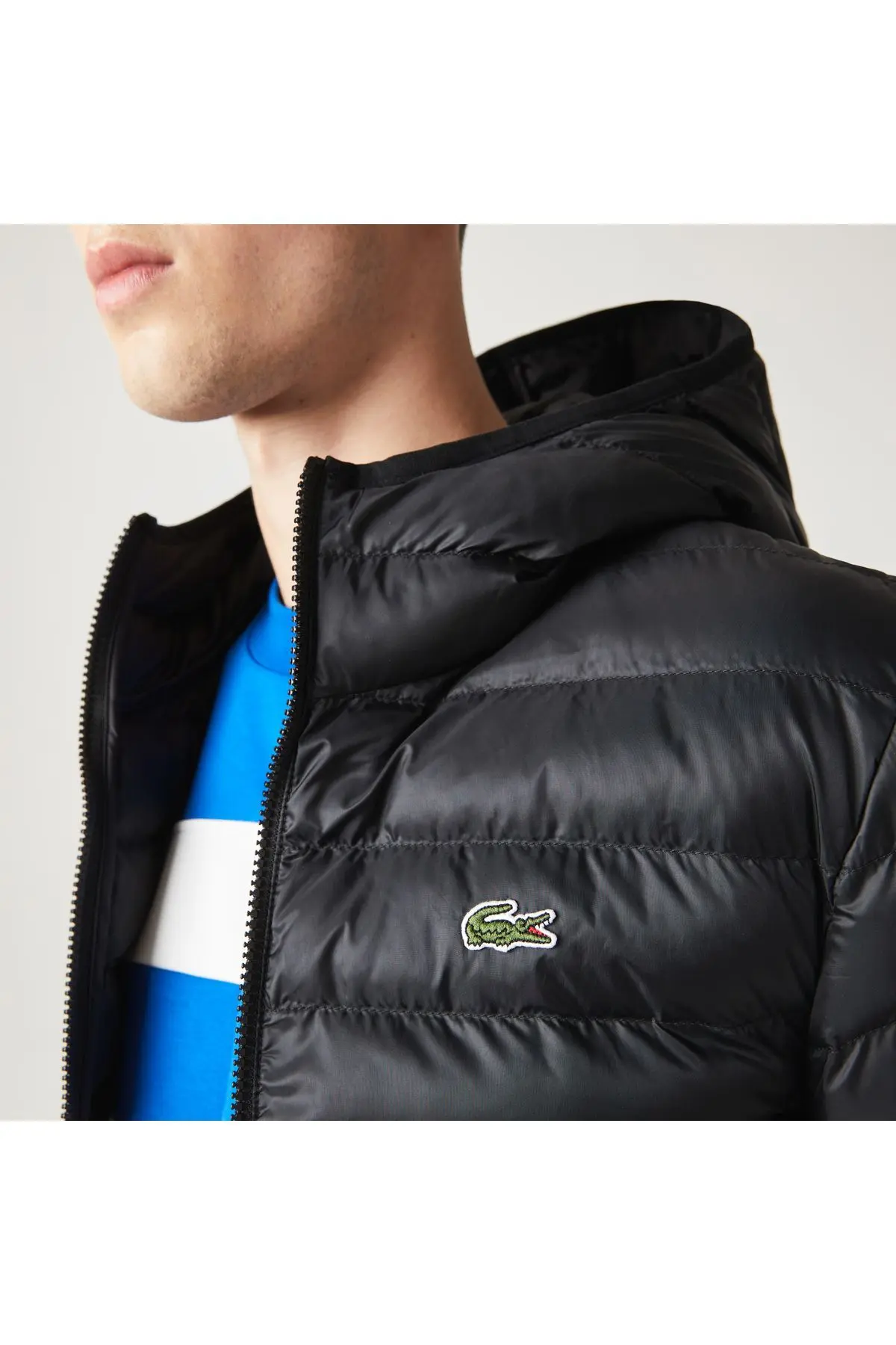 Erkek Kapüşonlu Kapitone Siyah Mont