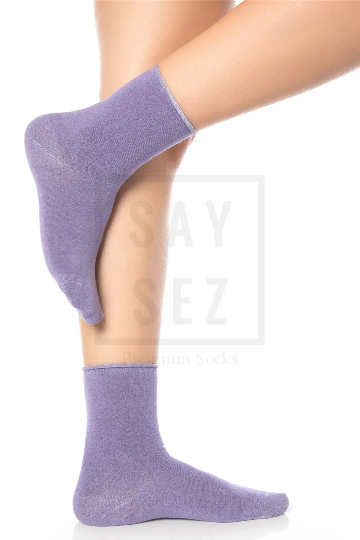 Bambu Kadın Lastiksiz Lila-Mor Soket Dikişsiz Premium Çorap 3'lü Paket / İz Bırakmaz / Sıkmaz Çorap